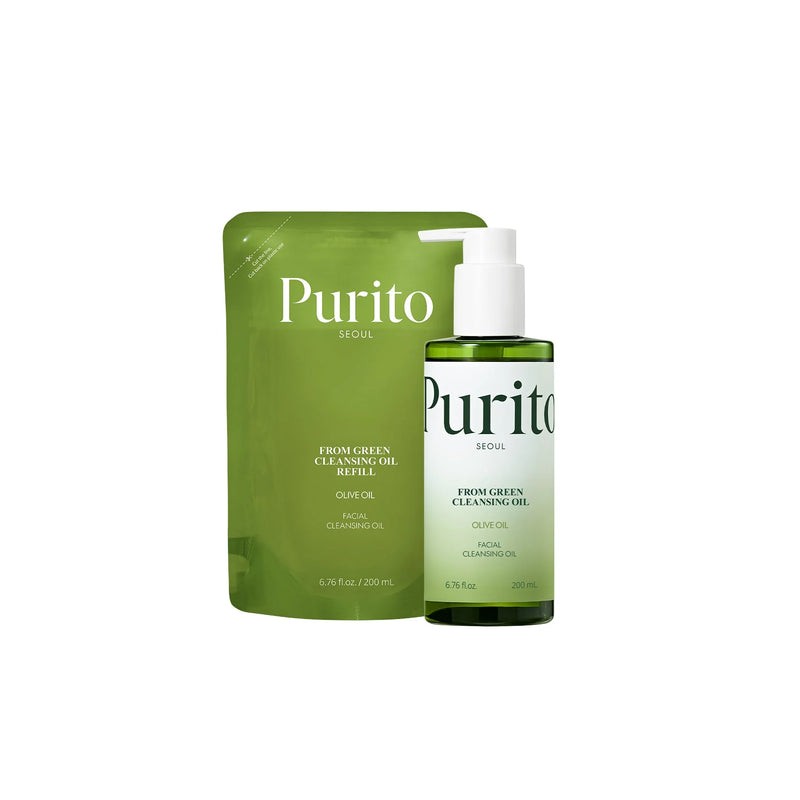 Purito - From Green Cleansing Oil Set (Gözenek Arındırıcı Beş Doğal Yağlı Parfümsüz Derinlemesine Temizleyici Yağ) 200+200ml