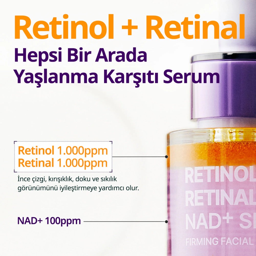 Purito - Retinol Retinal 2000 NAD+ Serum (İnce Çizgi ve Elastikiyet Kaybı Önleyici Retinol, Retinal ve NAD+ İçeren Serum) 30ml